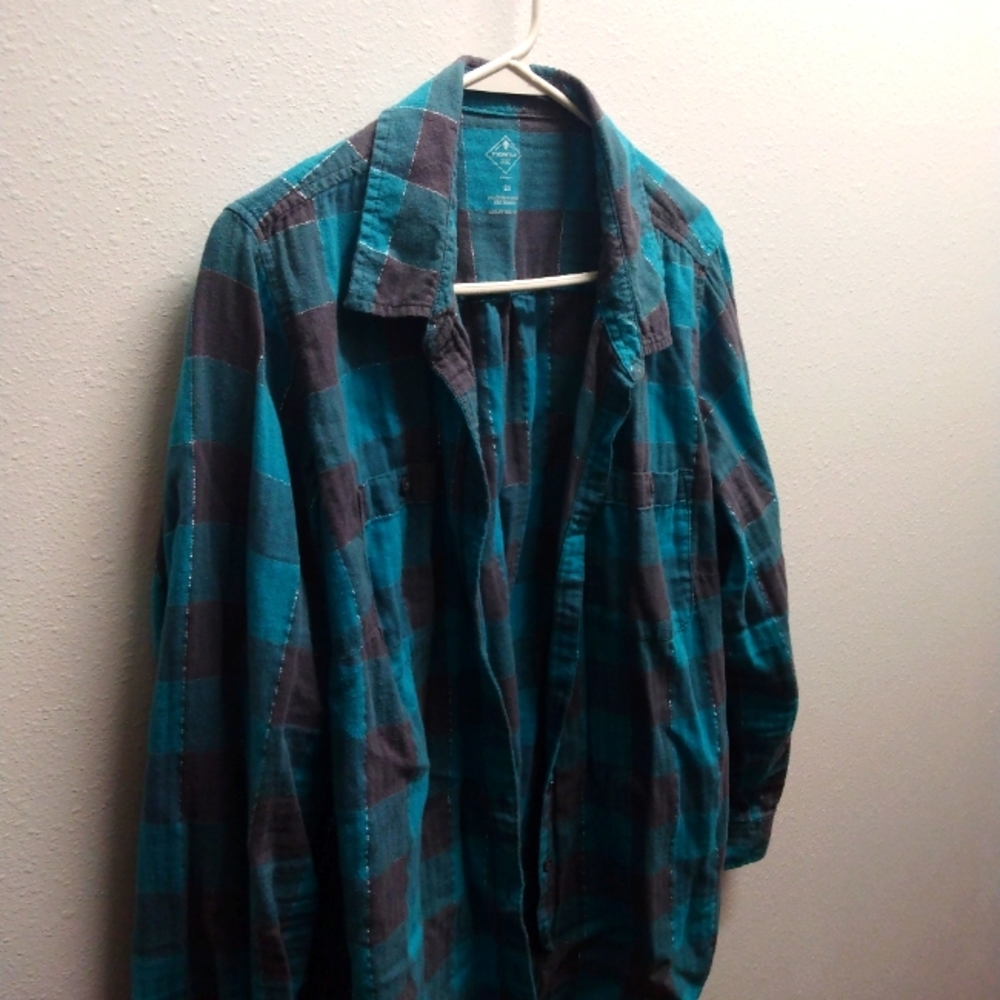 Blue/gray plaid shirt 2x